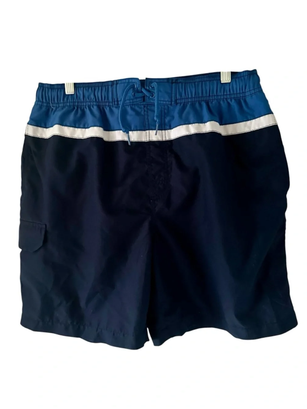 Islander Men's Navy and Blue & White Swim Trunks with Contrast Stripe